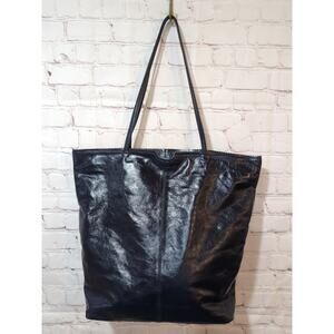 LATICO Nora Luxury Leather Purse Navy Blue Scalloped Zip Top Tote Bag Travel LG